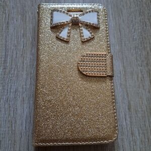 Gold Glitter Phone Case with Bow